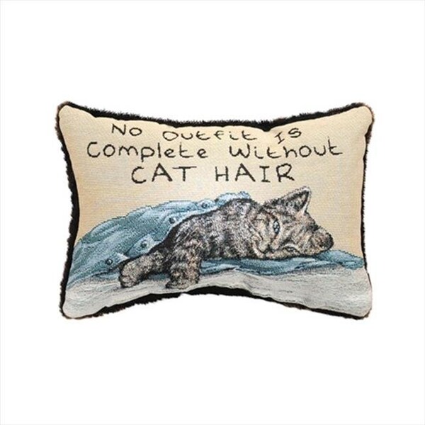 Manual Woodworkers & Weavers Manual Woodworkers and Weavers TWNOIC No Outfit Is Complete Without Cat Hair Tapestry Pillow Jacquard Woven Fashionable Design 8.5 X 12.5 in. Poly Blend - TWNOIC