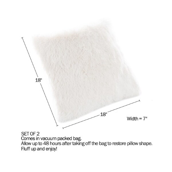 Hastings Home Hastings Home Set of 2 White Faux Fur Shag Pillows - 582619IQA