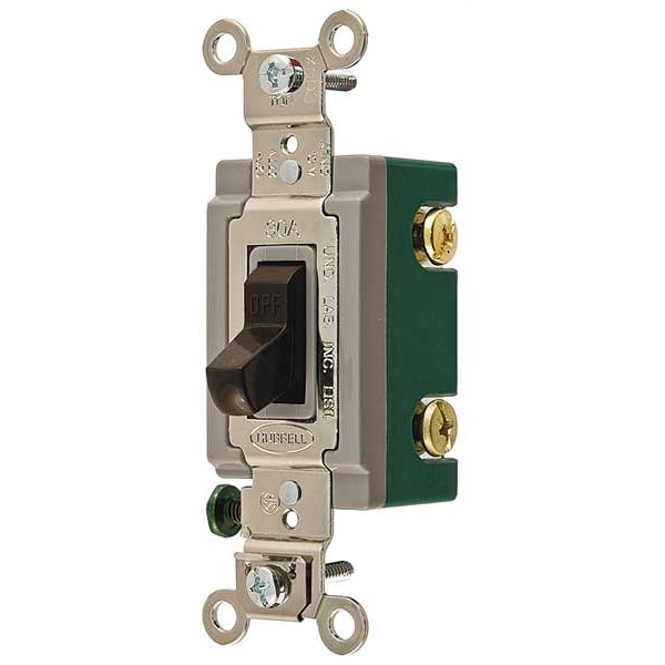 Hubbell Wall Swtch, 1-Pole, 120/277V, 30A, Brn, Toggl - HBL3031