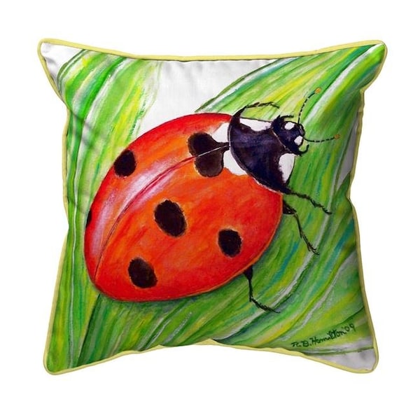 Betsy Drake Betsy Drake SN457 12 x 12 in. Ladybug Small Indoor & Outdoor Pillow - SN457