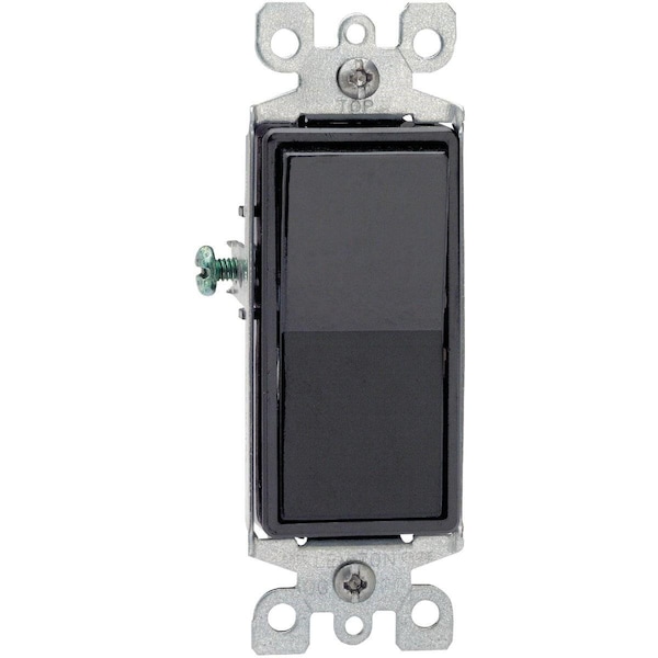 Leviton Decora Residential Grade 15 Amp Rocker Single Pole Switch, Black - S15-05601-2ES
