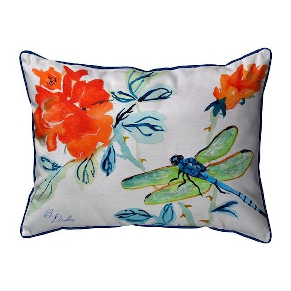 Betsy Drake Betsy Drake HJ1046 16 x 20 in. Dragonfly & Red Flower Large Indoor & Outdoor Pillow - HJ1046