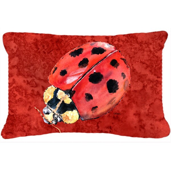 Jensendistributionservices 12 x 16 In. Lady Bug on Deep Red Indoor & Outdoor Fabric Decorative Pillow - MI2554123