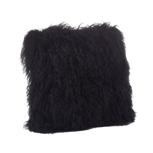 Rlm Distribution SARO  20 in. Square Wool Mongolian Lamb Fur Throw Pillow  Black - HO2657727