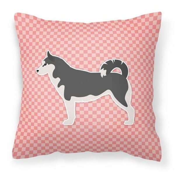 Carolines Treasures Carolines Treasures BB3680PW1818 Siberian Husky Checkerboard Pink Fabric Decorative Pillow - BB3680PW1818