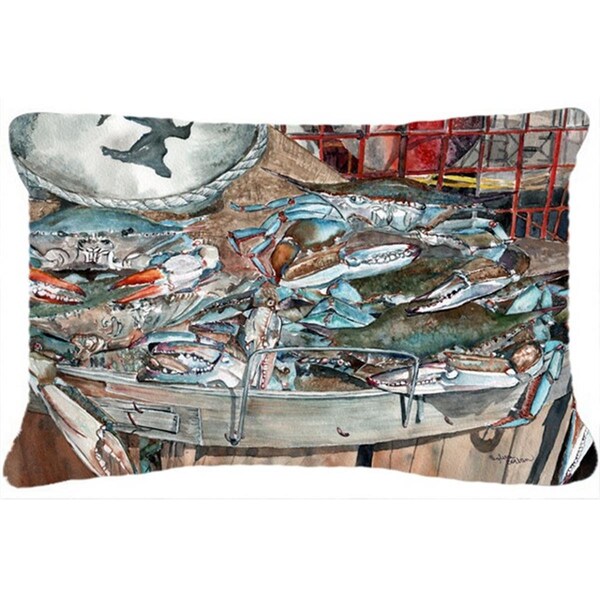 Jensendistributionservices Basket Full of Blue Crabs Fabric Decorative Pillow - MI2557845