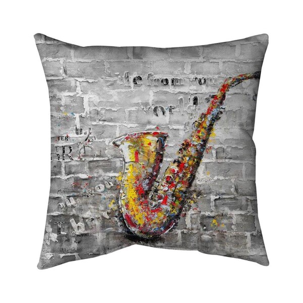 Begin Home Decor 26 x 26 in. Graffiti of A Saxophone-Double Sided Print Indoor Pillow - 5541-2626-MU17