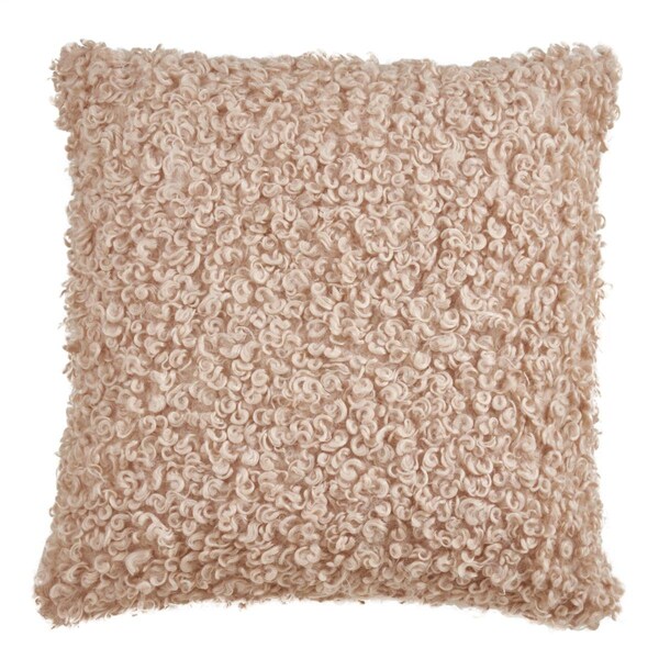 Rlm Distribution 18 in. Poly Filled Faux Lamb Fur Throw Pillow, Natural - HO3762393