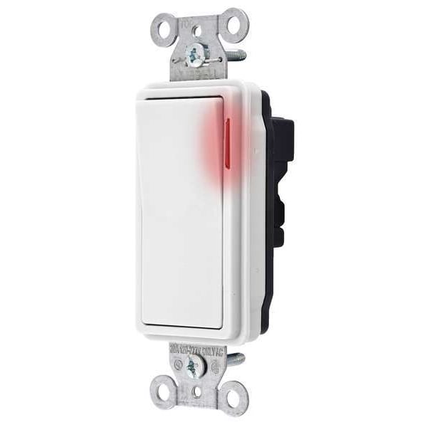 Hubbell Pilot Lit Wall Swtch, 1-Pole, 120/277V, Wht - SNAP2121PLWNA