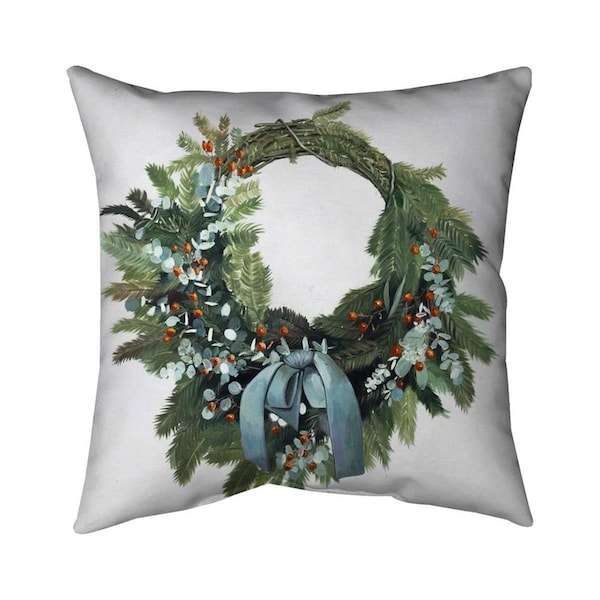 Begin Home Decor 20 x 20 in. Christmas Wreath-Double Sided Print Indoor Pillow - 5541-2020-HO21