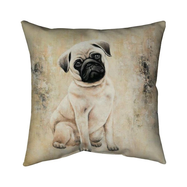 Begin Home Decor 20 x 20 in. Small Pug Dog-Double Sided Print Indoor Pillow - 5541-2020-AN215