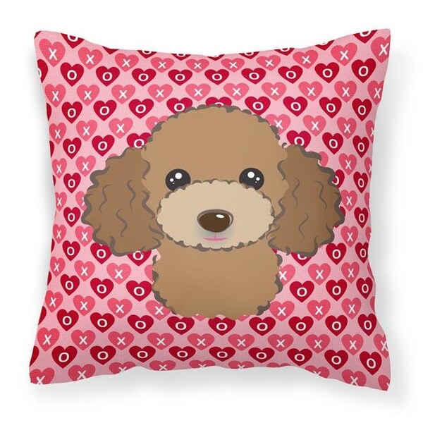 Carolines Treasures Carolines Treasures BB5326PW1414 Chocolate Brown Poodle Hearts Fabric Decorative Pillow - BB5326PW1414
