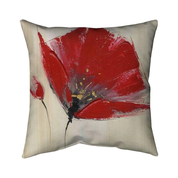 Begin Home Decor 20 x 20 in. Two Red Flowers-Double Sided Print Indoor Pillow - 5541-2020-FL40