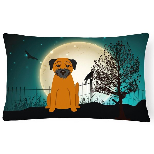 Carolines Treasures Halloween Scary Border Terrier Canvas Fabric Decorative Pillow - BB2229PW1216