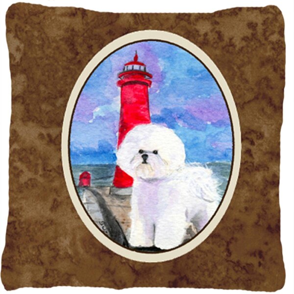 Carolines Treasures Lighthouse With Bichon Frise Decorative Fabric Pillow - CA74616