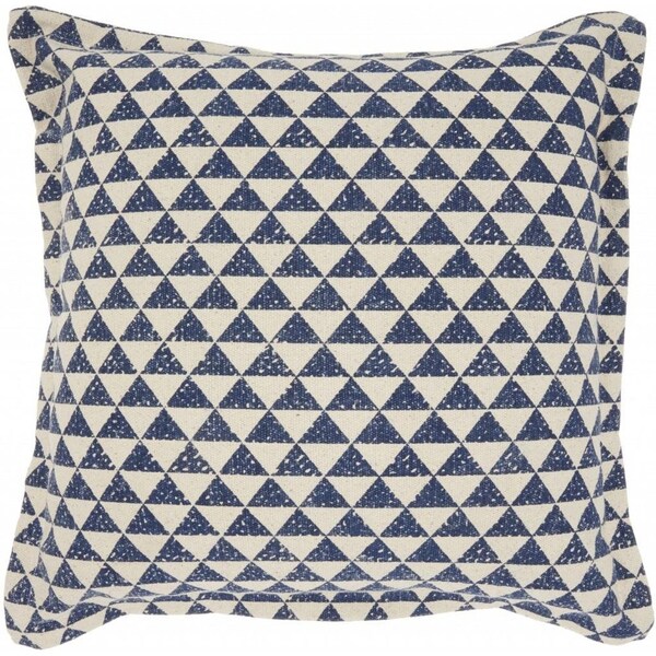 Homeroots 20 x 20 in. Indigo & Ivory Triangle Design Throw Pillow - 386096