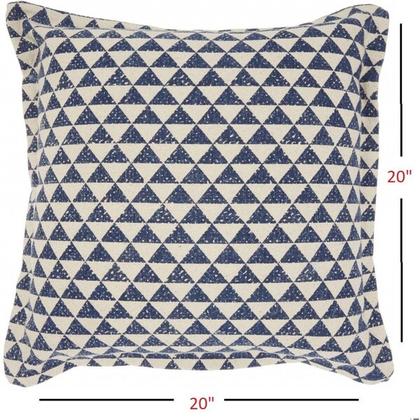 Homeroots 20 x 20 in. Indigo & Ivory Triangle Design Throw Pillow - 386096