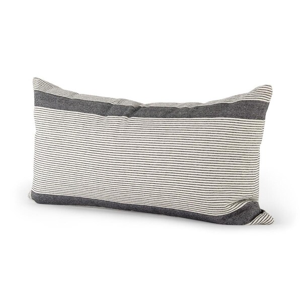 Homeroots Striped Lumbar Accent Pillow Cover Cream & Grey - 392258