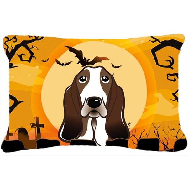 Carolines Treasures Carolines Treasures BB1801PW1216 Halloween Basset Hound Fabric Decorative Pillow - BB1801PW1216