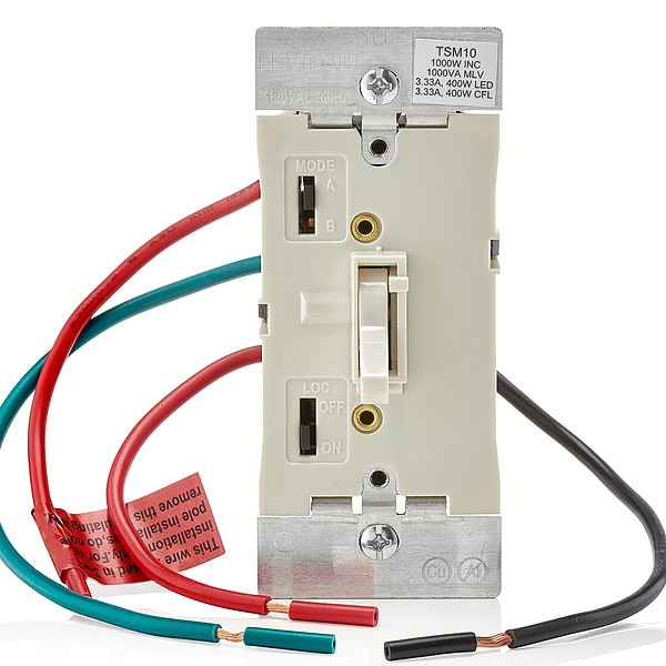 Leviton Dimmer, 1-Pole/3-Way, 120VAC, Light Almond - TSM10-1LT