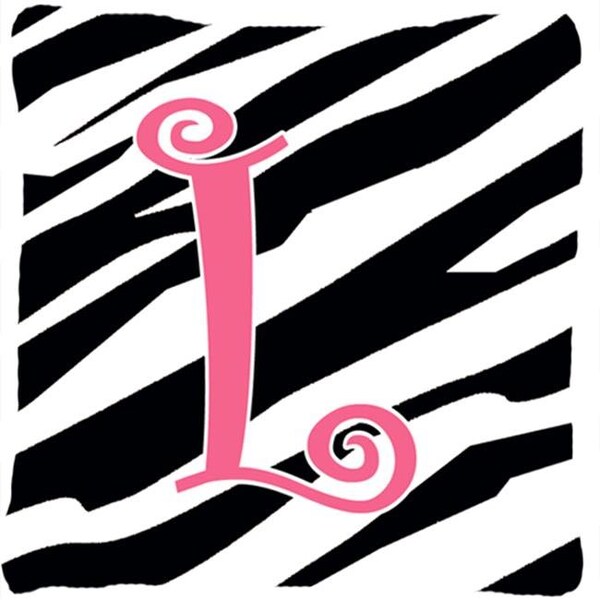 Carolines Treasures Carolines Treasures CJ1037-LPW1414 14 x 14 in. Monogram Initial L Zebra Stripe and Pink Fabric Decorative Pillow - CJ1037-LPW1414