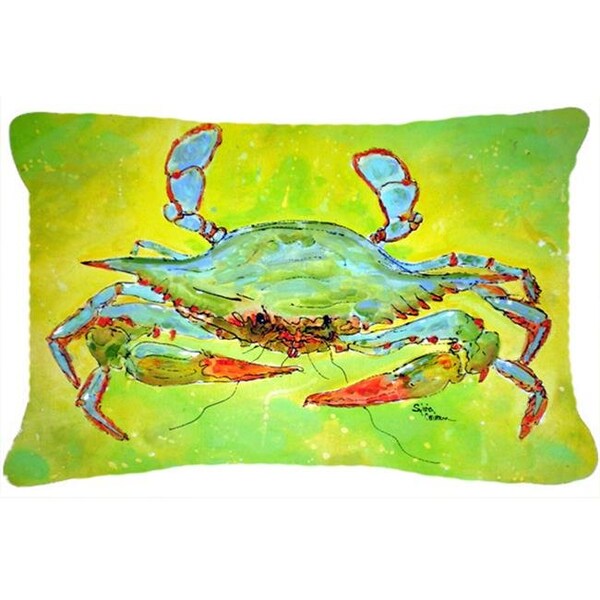 Carolines Treasures Carolines Treasures 8357PW1216 12 x 16 In. Bright Green Blue Crab Indoor & Outdoor Fabric Decorative Pillow - 8357PW1216