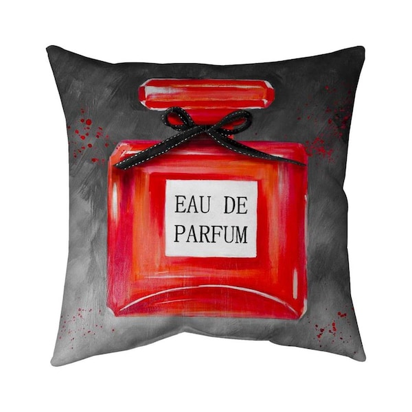 Begin Home Decor 26 x 26 in. Perfume Red Bottle-Double Sided Print Indoor Pillow - 5541-2626-MI23