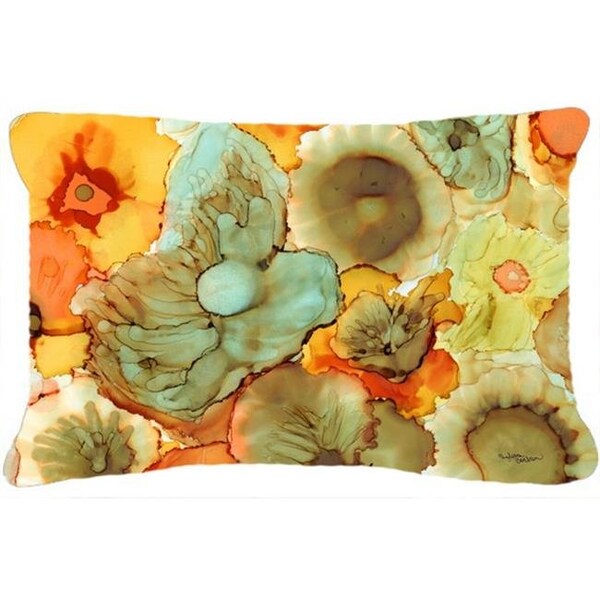 Carolines Treasures Carolines Treasures 8959PW1216 Abstract Flowers Teal & Orange Fabric Decorative Pillow - 8959PW1216