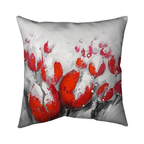 Begin Home Decor 26 x 26 in. Red Tulips-Double Sided Print Indoor Pillow - 5541-2626-FL64