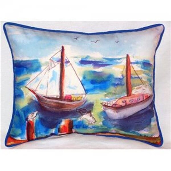 Betsy Drake Betsy Drake ZP933 Two Sailboats Indoor & Outdoor Throw Pillow; 20 x 24 in. - ZP933