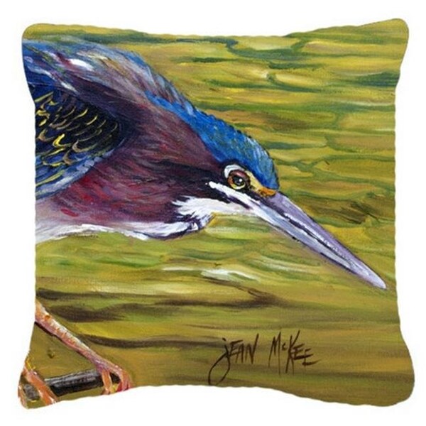 Carolines Treasures Carolines Treasures JMK1226PW1414 Green Heron Canvas Fabric Decorative Pillow - JMK1226PW1414