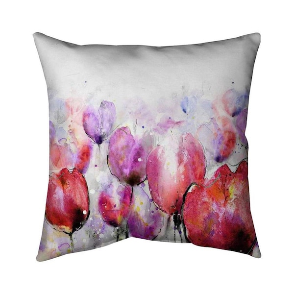 Fondo 20 x 20 in. Pink Tulips Field-Double Sided Print Indoor Pillow - FO2774058