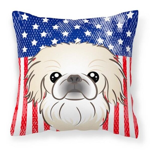 Carolines Treasures Carolines Treasures BB2151PW1414 American Flag & Pekingese Fabric Decorative Pillow; 14 x 3 x 14 in. - BB2151PW1414