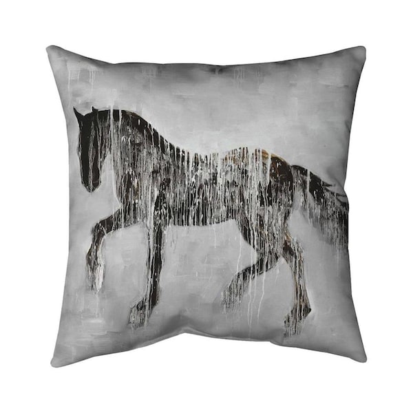 Fondo 26 x 26 in. Horse Brown Silhouette-Double Sided Print Indoor Pillow - FO2794252