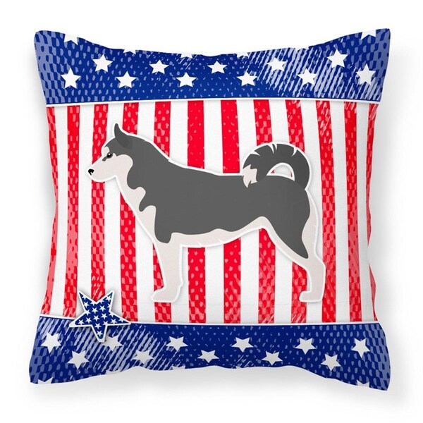 Jensendistributionservices USA Patriotic Siberian Husky Fabric Decorative Pillow - MI2550078