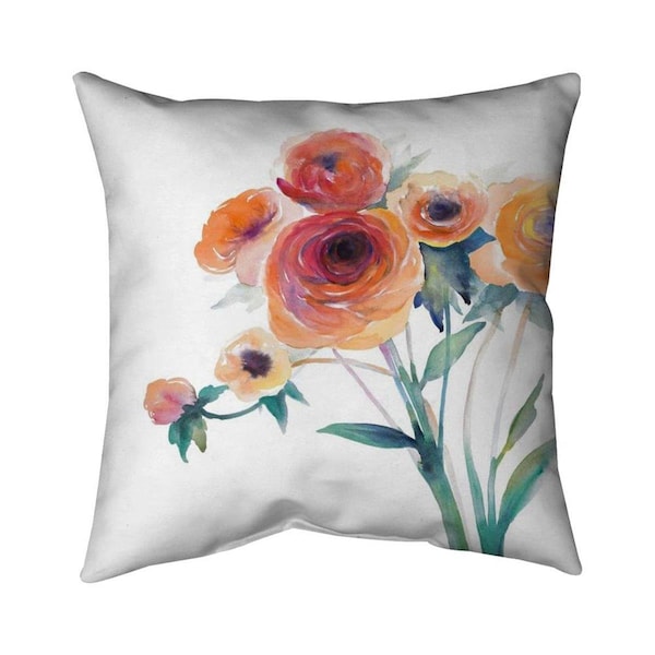 Begin Home Decor 26 x 26 in. Watercolor Flowers-Double Sided Print Indoor Pillow - 5541-2626-FL157