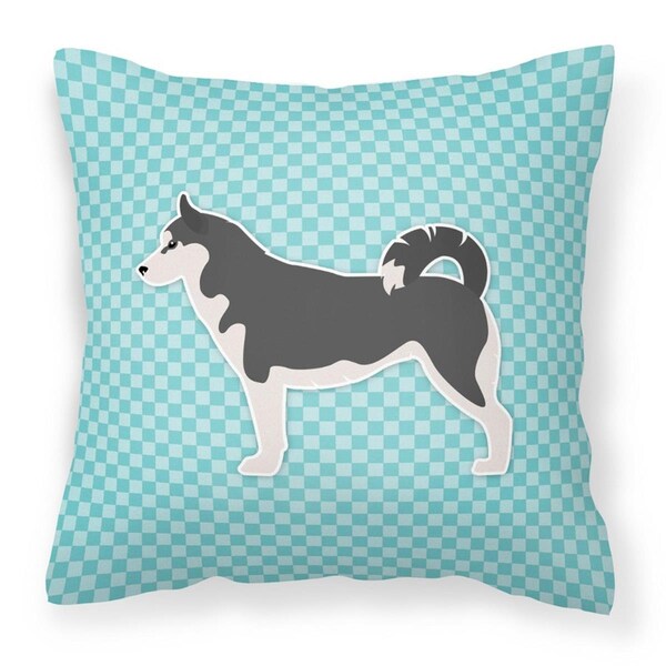 Jensendistributionservices Siberian Husky Checkerboard Blue Fabric Decorative Pillow - MI2550094