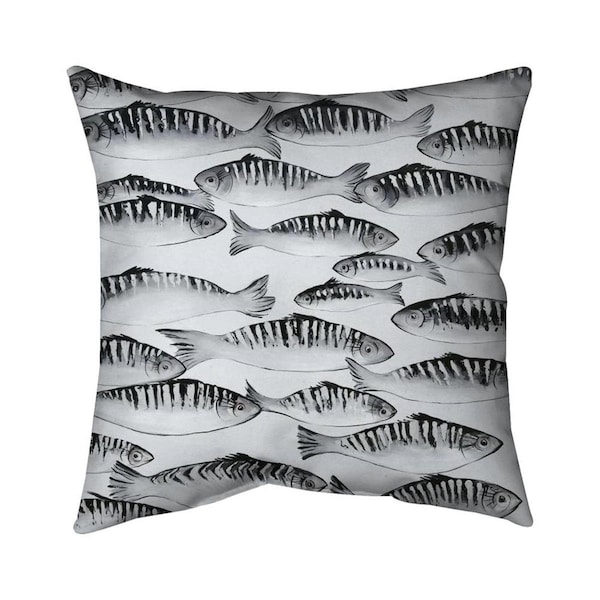 Fondo 26 x 26 in. Grey Shoal of Fish-Double Sided Print Indoor Pillow - FO2792895