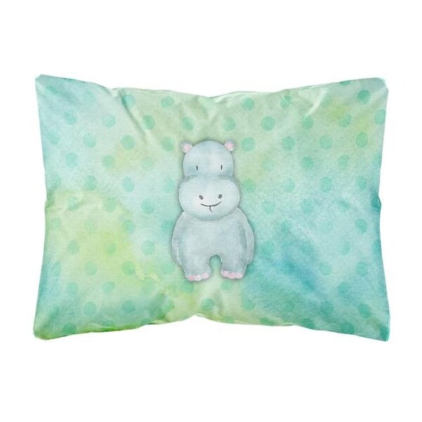 Carolines Treasures Carolines Treasures BB7389PW1216 Polkadot Hippopotamus Watercolor Canvas Fabric Decorative Pillow - BB7389PW1216