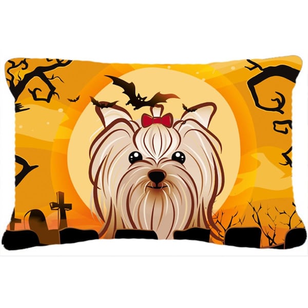 Carolines Treasures Halloween Yorkie Yorkishire Terrier Fabric Decorative Pillow - BB1762PW1216