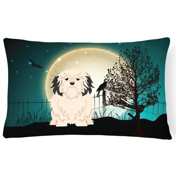 Carolines Treasures Halloween Scary Lowchen Canvas Fabric Decorative Pillow - BB2209PW1216