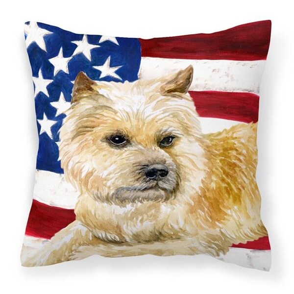 Carolines Treasures Carolines Treasures BB9690PW1414 Cairn Terrier Patriotic Fabric Decorative Pillow - BB9690PW1414