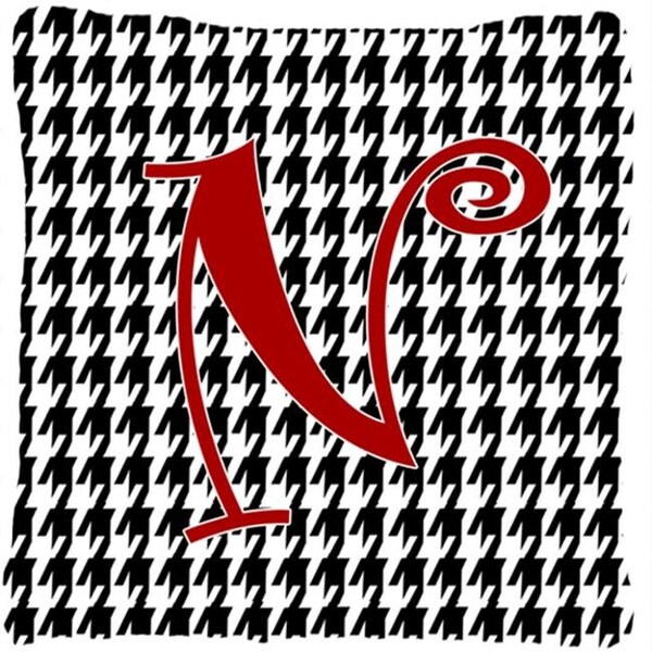 Carolines Treasures Carolines Treasures CJ1035-NPW1414 14 x 14 in. Monogram Initial N Houndstooth Black Fabric Decorative Pillow - CJ1035-NPW1414