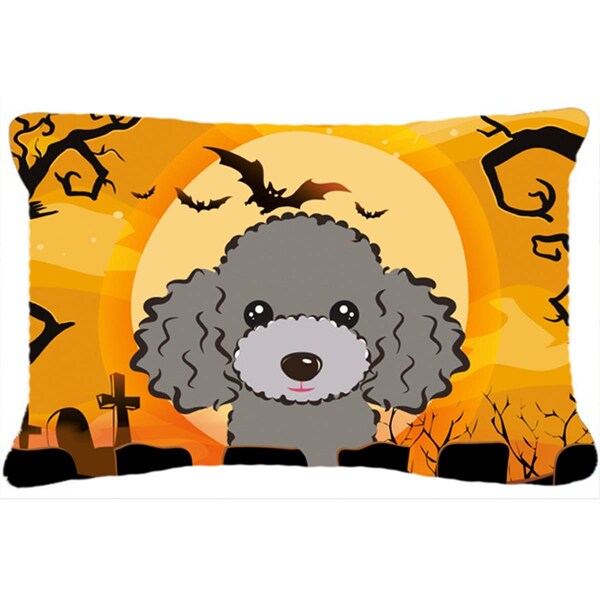 Carolines Treasures Halloween Silver Gray Poodle Fabric Decorative Pillow - BB1817PW1216