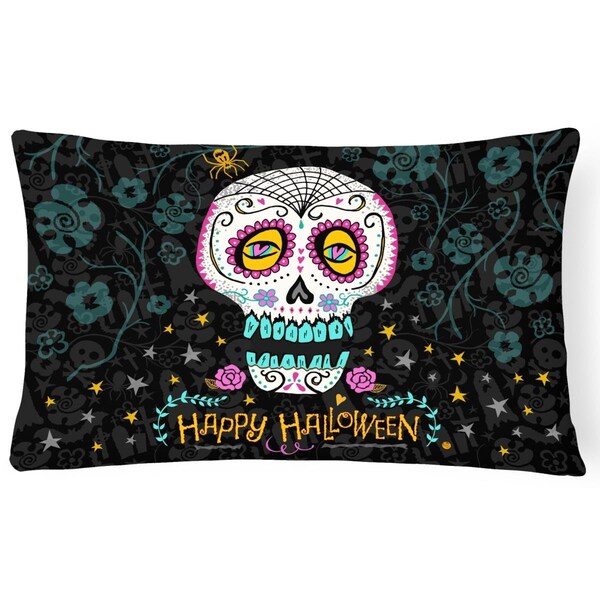 Carolines Treasures Happy Halloween Day of the Dead Canvas Fabric Decorative Pillow - VHA3035PW1216