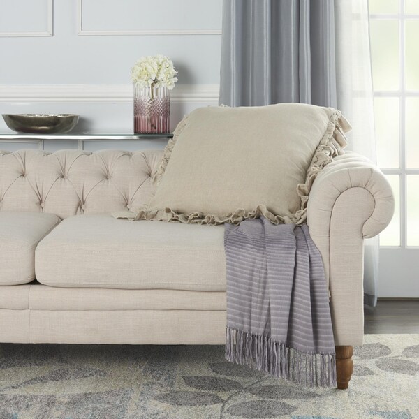 Homeroots 24 x 24 in. Dainty Ruffle Edged Beige Throw Pillow - 386193