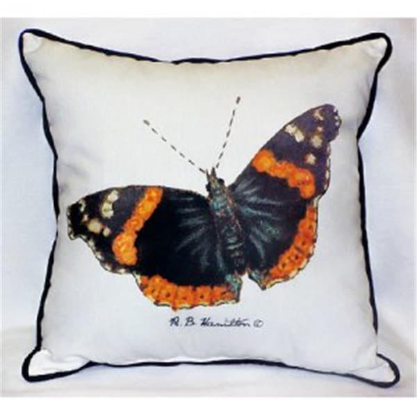 Betsy Drake Red Admiral Butterfly Throw Pillow- 22 x 22 in. - ZP762