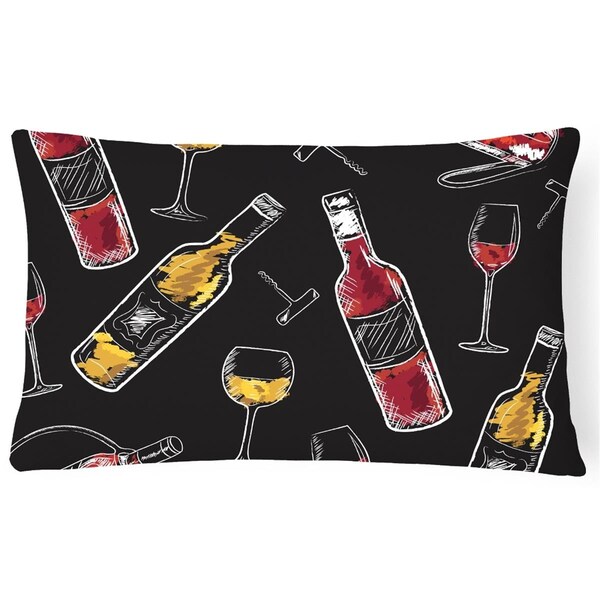 Jensendistributionservices Red & White Wine on Black Canvas Fabric Decorative Pillow - MI2550703