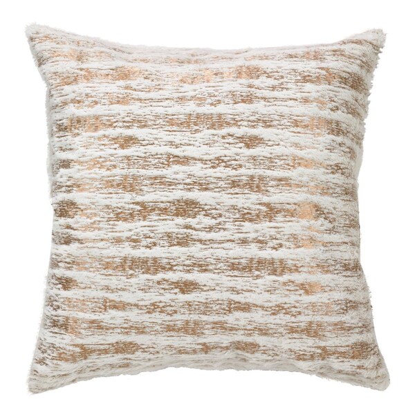 Rlm Distribution SARO  18 in. Faux Fur with Brushed Metallic Foil Print Down Filled Throw Pillow - Gold - HO2657756