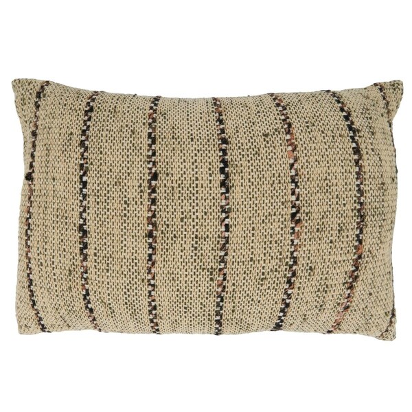 Saro 16 x 24 in. Thin Stripe Design Oblong Pillow Cover, Natural - 3025.N1624BC